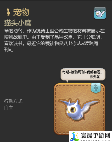 最终幻想14：水晶世界猫头小鹰宠物获得方法： 副本掉落装备全指南