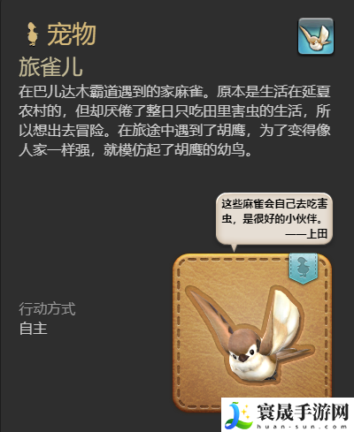 最终幻想14：水晶世界旅雀儿宠物获得方法：不断提升自己的水平