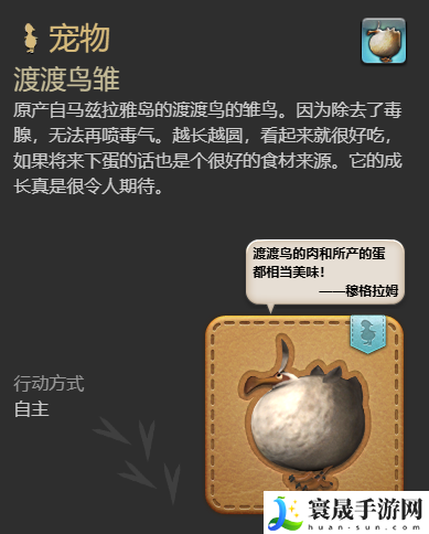 最终幻想14:水晶世界渡渡鸟雏宠物获得方法:神秘装备制作推荐