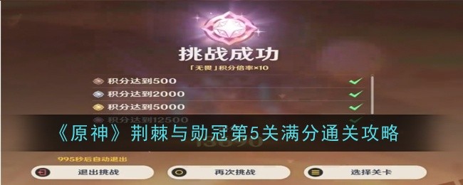 原神荆棘与勋冠第5关满分怎么过-原神荆棘与勋冠第5关满分通关技巧