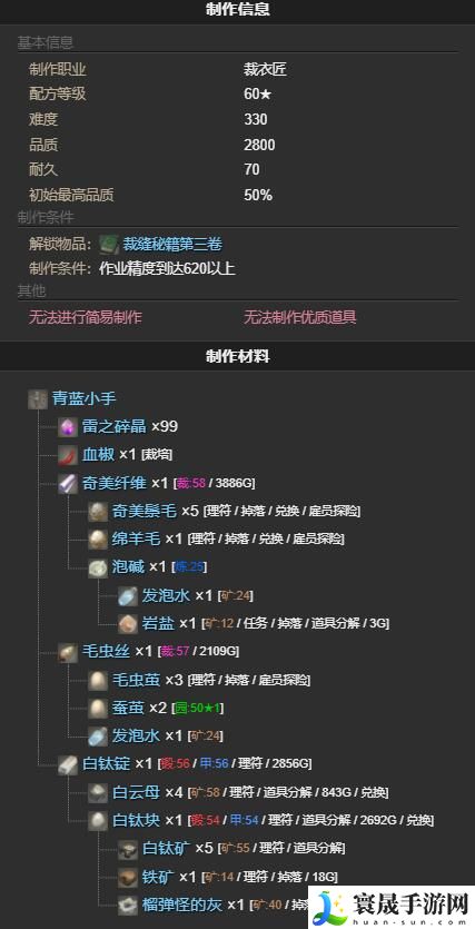 最终幻想14：水晶世界青蓝小手宠物获得方法：稀有材料掉落地点