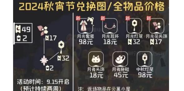 光遇秋宵节物品兑换2024一览-光遇2024秋宵节物品兑换什么好