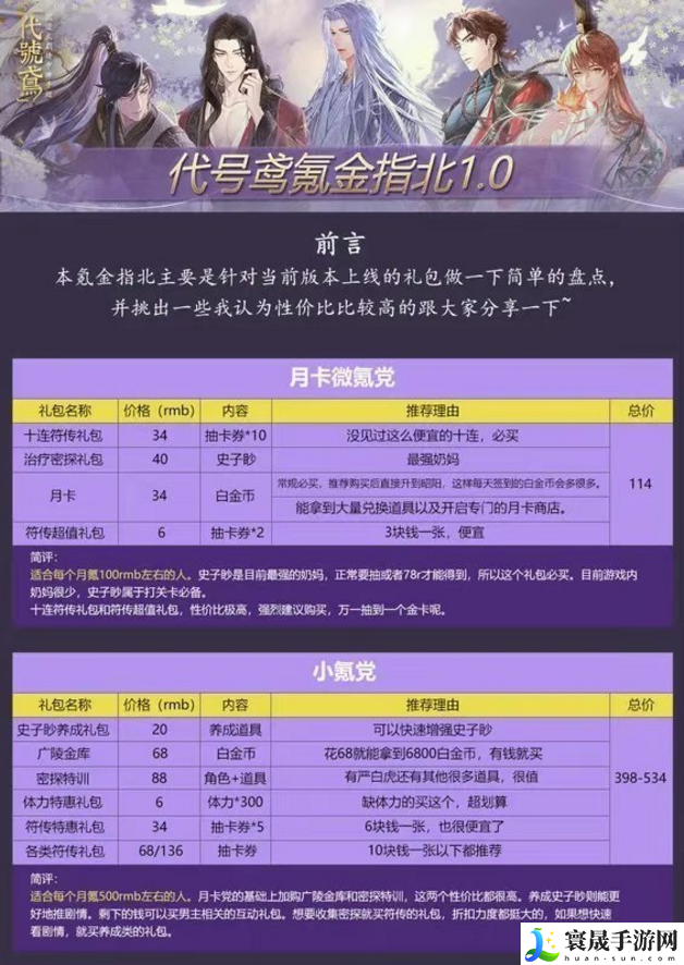 代号鸢哪些礼包性价比高-礼包购买性价比解析