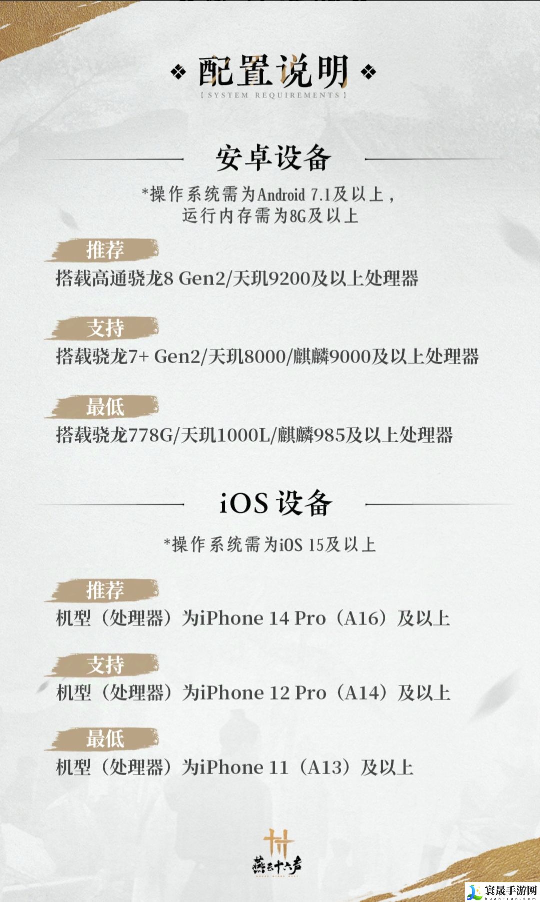 燕云十六声iOS安卓手机配置一览：合成出更高级的物品